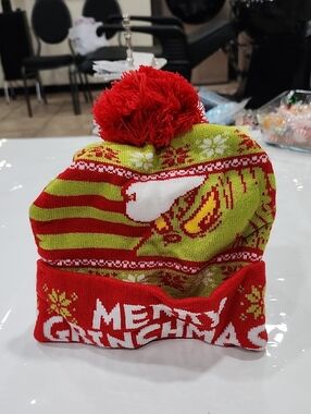 MERRY GRINCHMAS RED & GREEN POM BEANIE